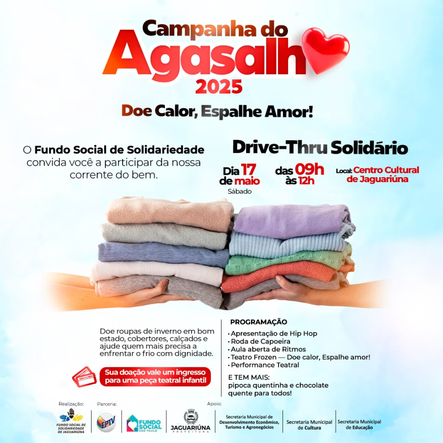 Campanha do Agasalho de Jaguariúna Realiza Drive-Thru Solidário com Programação Especial